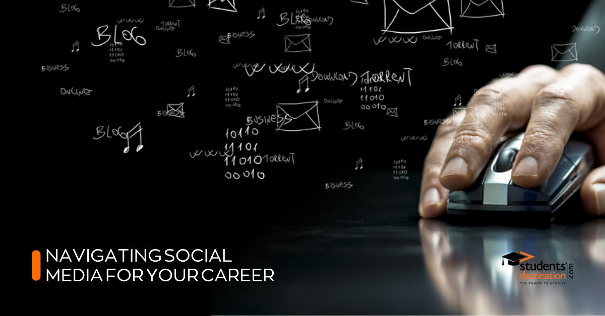 the image by studentsdestination describes the tips to navigate social media for career development in india*